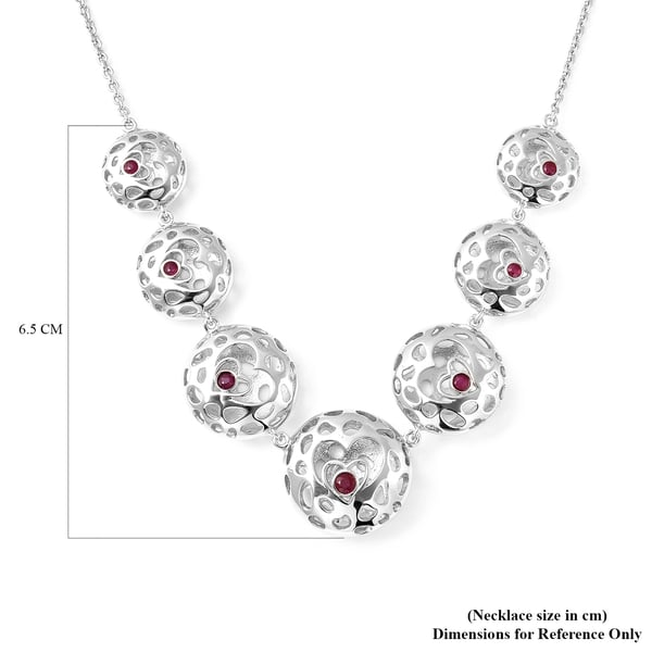 RACHEL GALLEY Amore Collection - African Ruby (FF) Necklace (Size 18/20/21) in Rhodium Overlay Sterling Silver, Silver Wt 18.75 Gms