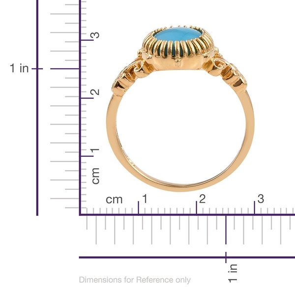 Arizona Sleeping Beauty Turquoise (Ovl) Solitaire Ring in 14K Gold Overlay Sterling Silver 2.750 Ct.