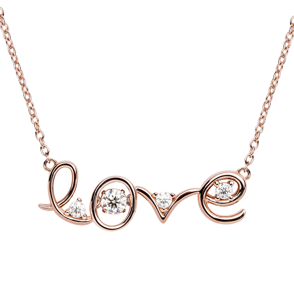 Moissanite Love Necklace (Size - 18) in Rose Gold Overlay Sterling Silver