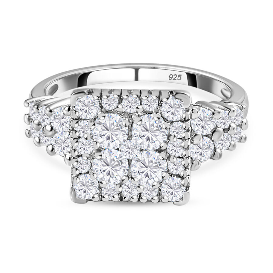 NY Closeout - Finest Zirconia Cocktail Ring in Platinum Overlay Sterling Silver 3.75 Ct