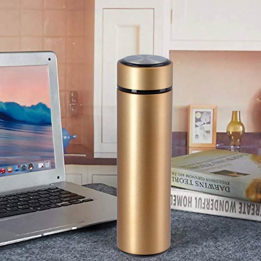 Hot and Cold Flask Bottle with Tea Infuser (Size 23x6cm - 500ml) - Gold