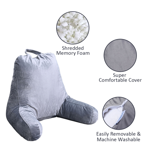 Serenity Night - Memory Foam Reading Pillow with Arms and Removable Cover