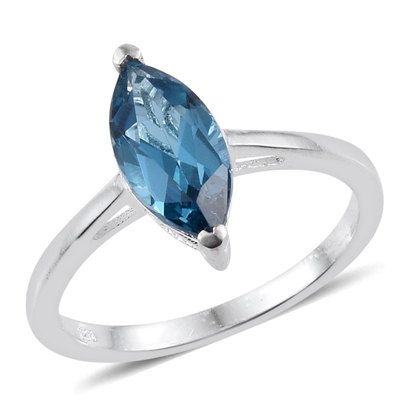 London Blue Topaz (Mrq) Solitaire Ring in Sterling Silver 2.250 Ct.