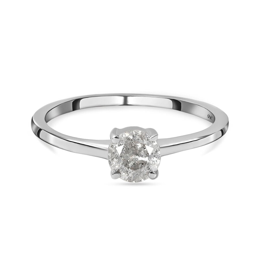 9K White Gold SGL Certified Diamond (G-H) Solitaire Ring 0.50 Ct.