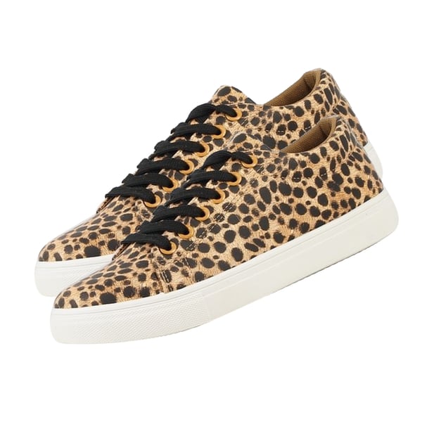 Leopard Pattern Lace-Up Trainers in Brown (Size 3)