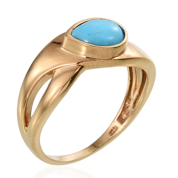 Arizona Sleeping Beauty Turquoise (Pear) Solitaire Ring in 14K Gold Overlay Sterling Silver 1.250 Ct.