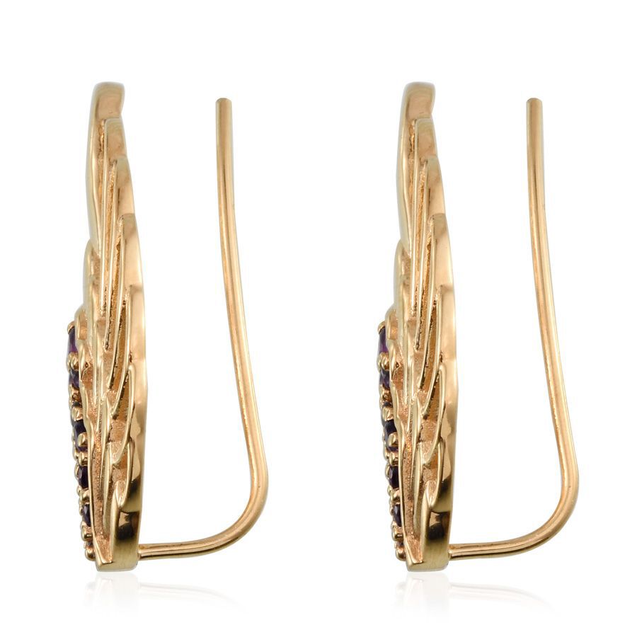 Amethyst (Rnd) Angel Wings Climber Earrings in 14K Gold Overlay Sterling Silver 1.750 Ct.