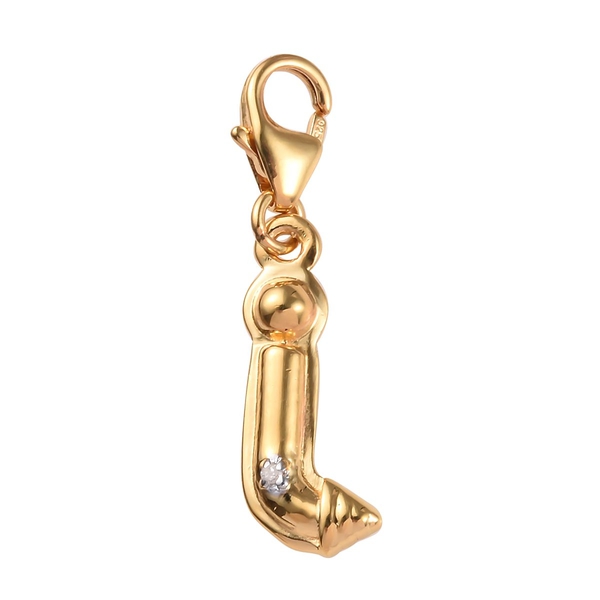 Diamond (Rnd) Initial I Charm in 14K Gold Overlay Sterling Silver