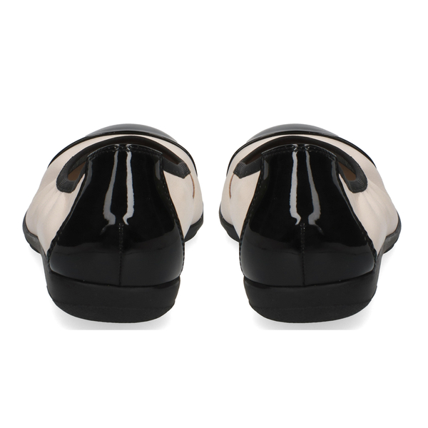 CAPRICE Ballerina Leather Pump (Size 3.5) - Black & Beige