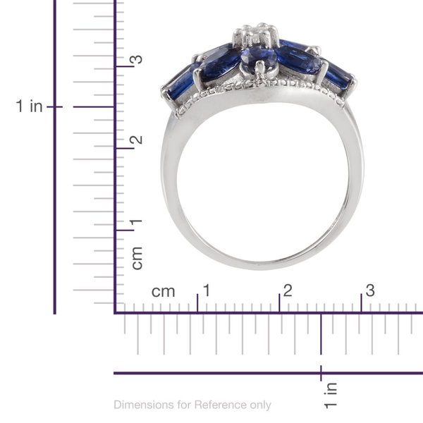 Himalayan Kyanite (Ovl), White Topaz Ring in Platinum Overlay Sterling Silver 4.250 Ct.