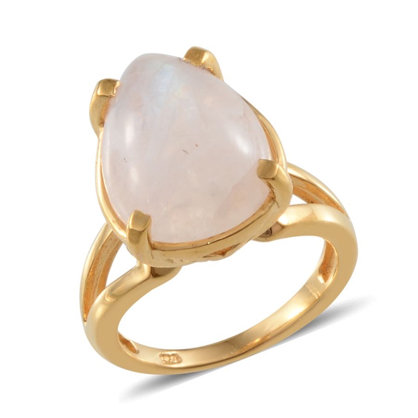 Ceylon Rainbow Moonstone (Pear) Solitaire Ring in 14K Gold Overlay Sterling Silver 7.750 Ct.