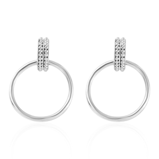 Sunday Child - Platinum Overlay Sterling Silver Circle Earrings (with Push Back), Silver Wt. 8.00 Gm