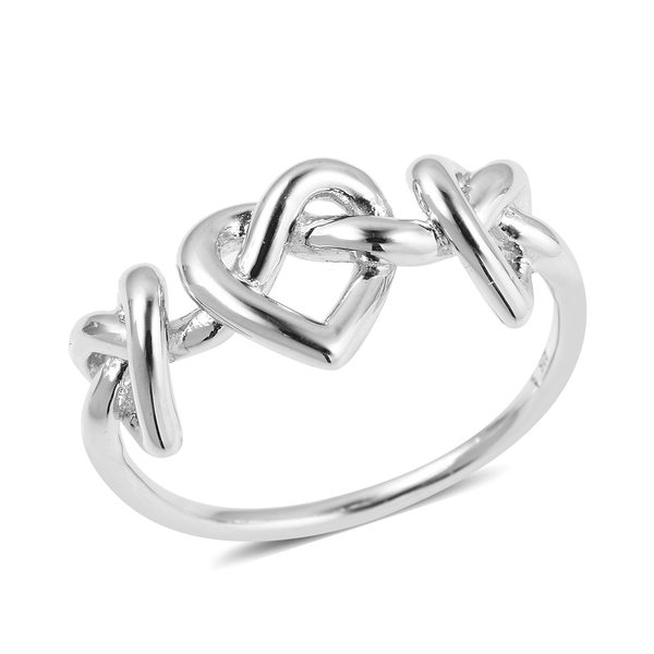 LucyQ Entwined Heart Ring in Rhodium Overlay Sterling Silver