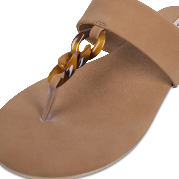Inyati Leandra Open Toe Slip On Sandals (Size 6) - Toasted Nut