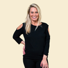 TAMSY Full Sleeves Cold Shoulder Top (Size 16) - Black