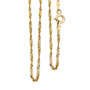Yellow Gold Sterling Silver Twisted Curb Chain (Size 30), With Spring Ring Clasp, Silver wt 3.00 Gms