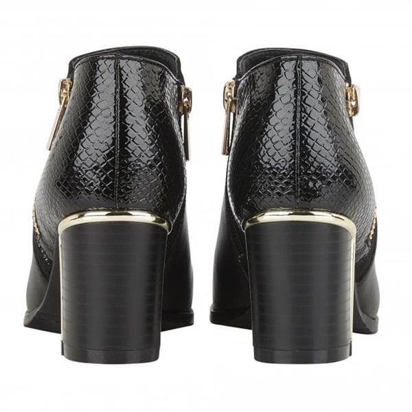 Lotus Chloe Black Zip-Up Heeled Shoe Boots with Snake Skin Pattern (Size 3)