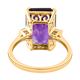 OTO - 9K Yellow Gold Natural Moroccan Amethyst (Octagon 14x10mm, 7.35 Cts) and Diamond Ring 7.50 Ct.