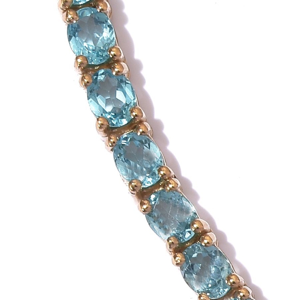 Limited Available-Paraiba Apatite (Ovl) Necklace (Size 18) in 14K Gold Overlay Sterling Silver 30.000 Ct.