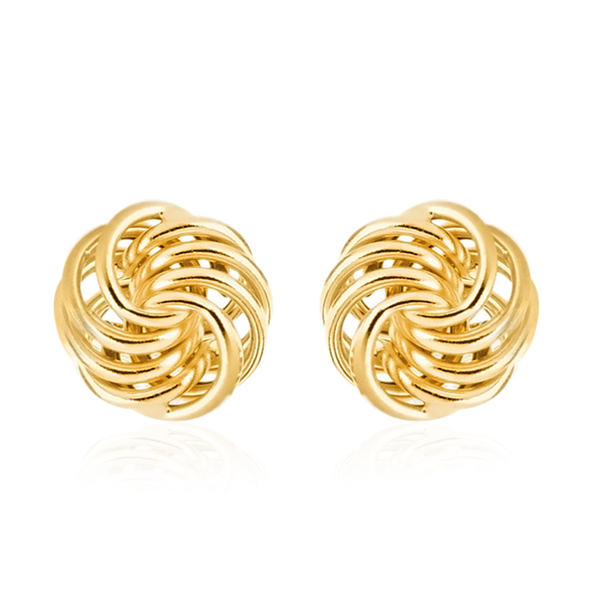 Close Out Deal Italian 9K Y Gold Knot Stud Earrings (with Push Back)