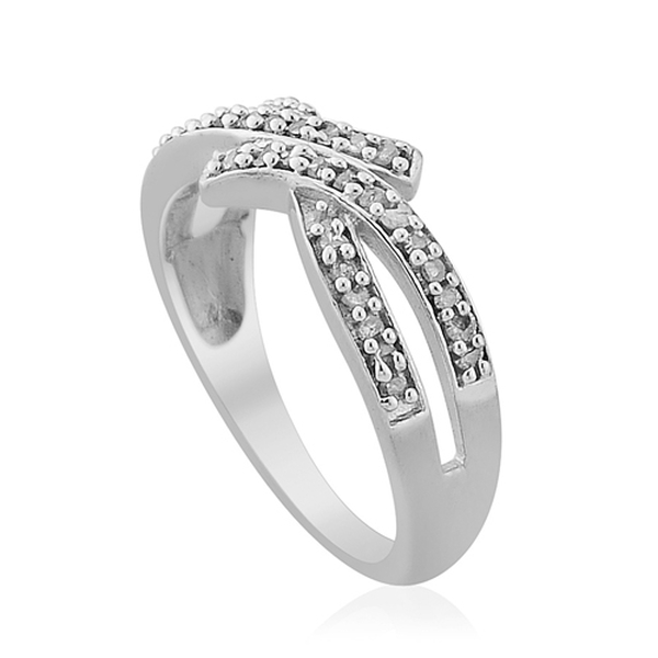 Diamond (Rnd) Ring in Platinum Overlay Sterling Silver 0.190 Ct.