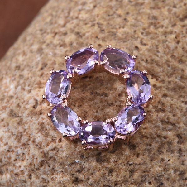 Rose De France Amethyst (Ovl) Circle of Life Pendant in Rose Gold Overlay Sterling Silver 3.000 Ct.