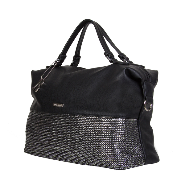 Bulaggi Collection - Wave Duffle Bag with Zipper Closure and Detachable Shoulder Strap (Size 40x26x17 cm) - Black