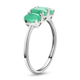 Socoto Emerald Trilogy Ring in Platinum Overlay Sterling Silver 1.30 Ct.