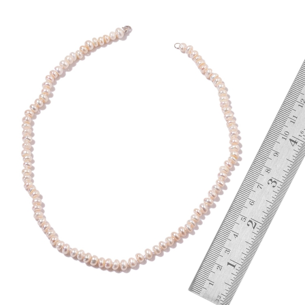 AAA Fresh Water White Pearl Necklace (Size 18) and Stretchable Bracelet in Sterling Silver 170.510 Ct.