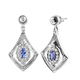 Tanzanite and Natural Cambodian Zircon Dangling Earrings in Platinum Overlay Sterling Silver 1.27 Ct