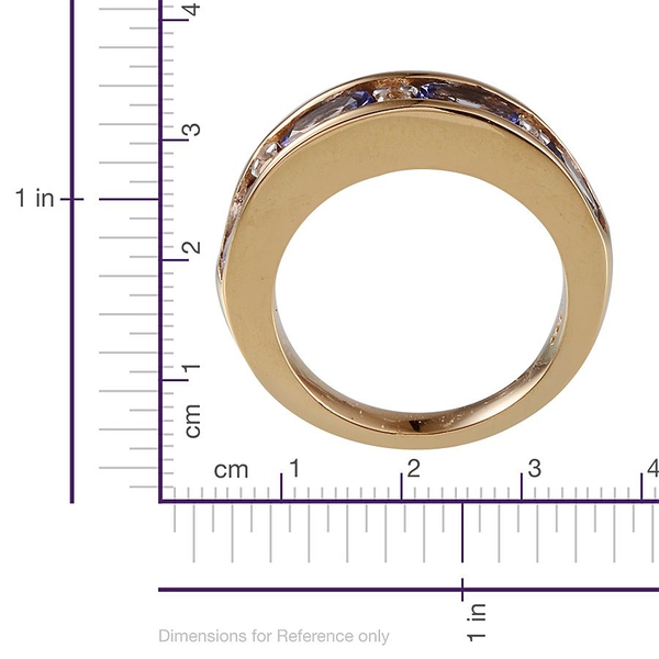 Tanzanite (Ovl), White Topaz Half Eternity Band Ring in 14K Gold Overlay Sterling Silver 2.150 Ct.