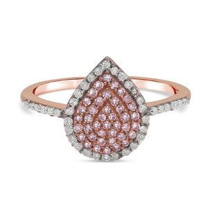 9K Rose Gold Natural Pink Diamond and White Diamond (I3) Ring 0.50 Ct.