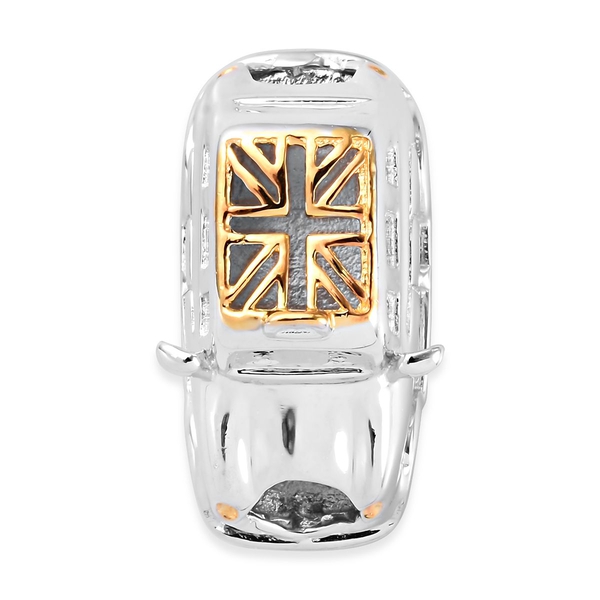 London Taxi Yellow Gold and Platinum Overlay Sterling Silver Charm, Silver wt 7.30 Gms.
