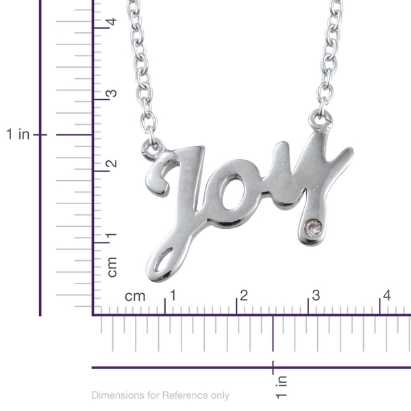Diamond (Rnd) Joy Message Necklace (Size 18) in Platinum Overlay Sterling Silver