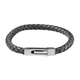 Grey Genuine Leather Bracelet (Size 8) with Magnetic Lock in Stainless Steel