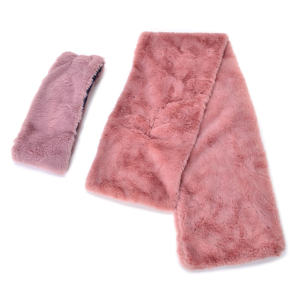 Set of 2 - Pink Colour Headband (Size 45x10 Cm) and Scarf (Size 90x15 Cm)