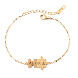 Personalised Engravable Puzzle Bracelet, Size 6.5+1.5 Inch, Stainless Steel