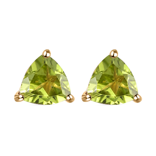 Hebei Peridot Stud Earrings (With Push Back)in 14K Gold Overlay Sterling Silver 1.43 Ct