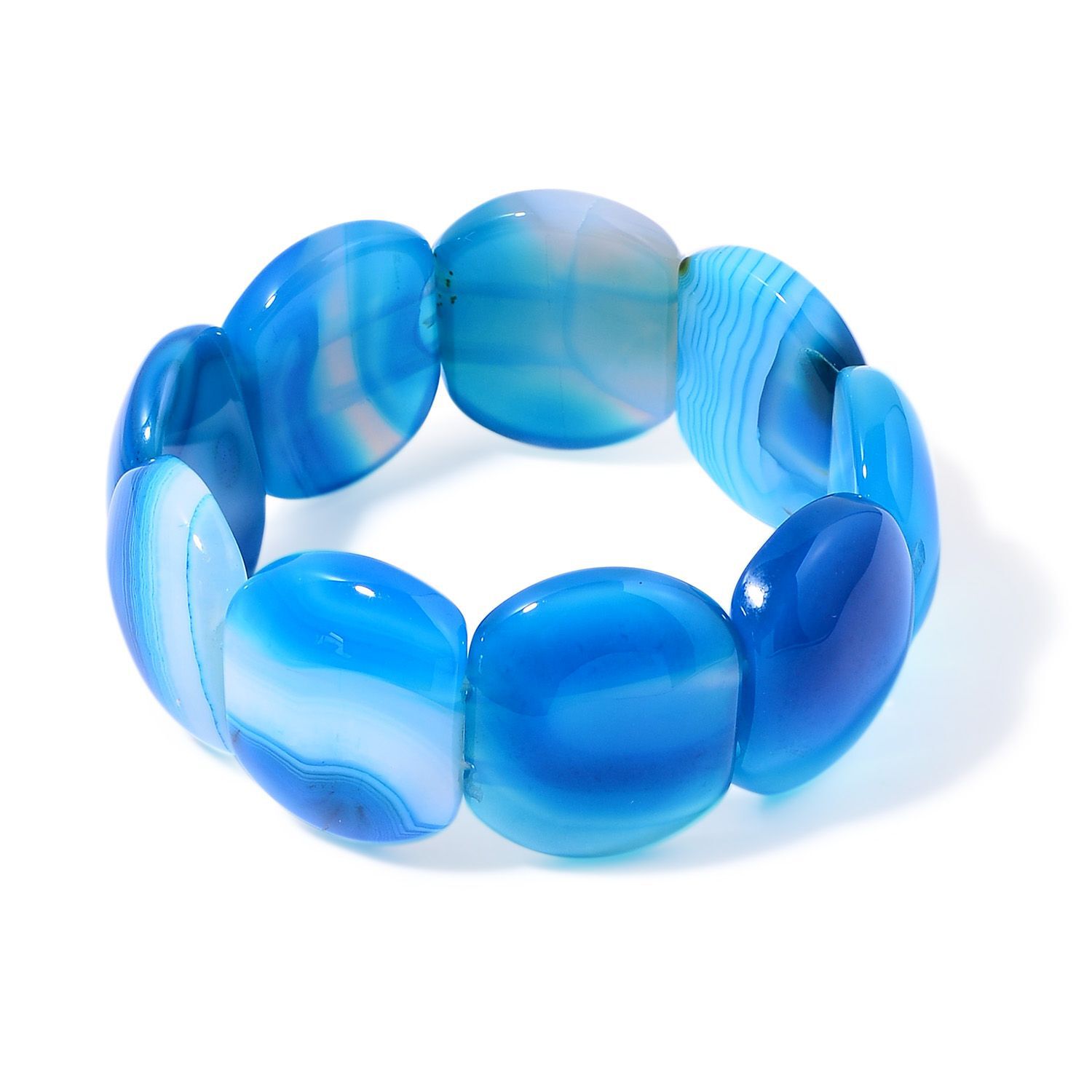 Blue Lace Agate Bracelet (Size 7.5) 414.200 Ct.