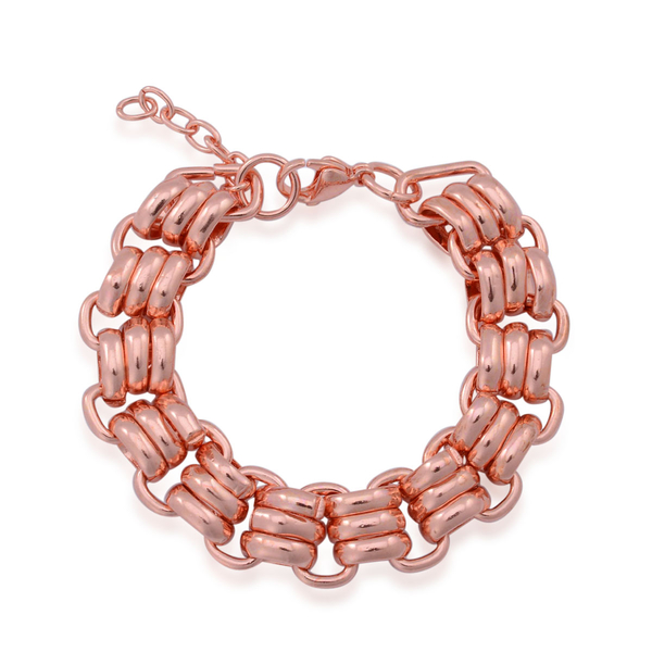 ION Plated Rose Gold Stainless Steel Bracelet (Size 7.5)
