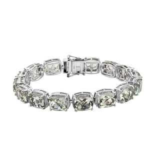 Green Amethyst Bracelet (Size - 7.5) in Platinum Overlay Sterling Silver 45.27 Ct, Silver Wt. 18.69 
