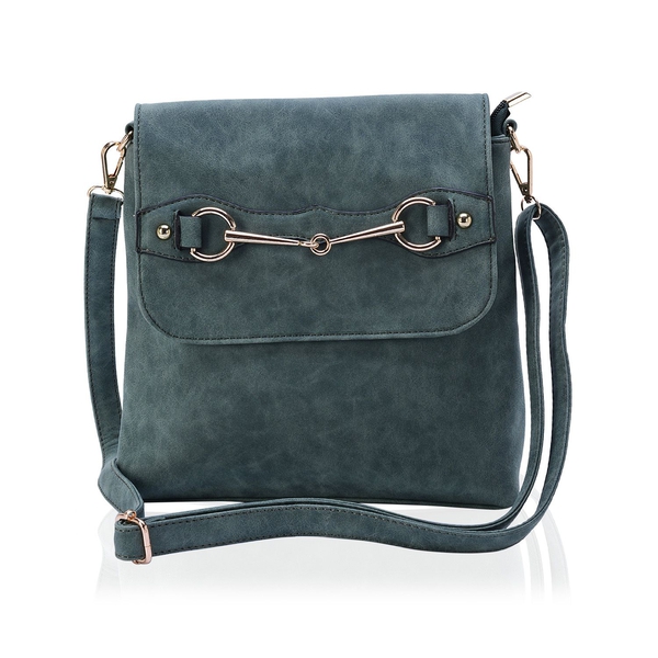 Green Colour Crossbody Bag with External Zipper Pocket and Adjustable and Removable Shoulder Strap (
