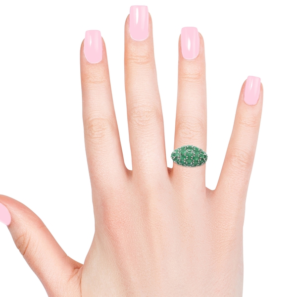 Kagem Zambian Emerald (Ovl) Cluster Ring in 14K Gold Overlay Sterling Silver 7.000 Ct. Silver wt 6.53 Gms.