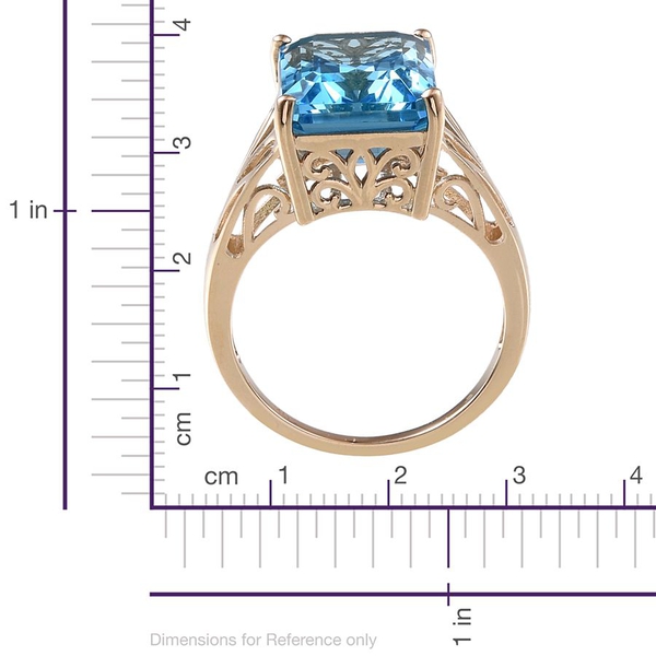 9K Y Gold Electric Swiss Blue Topaz (Oct) Ring 14.750 Ct.