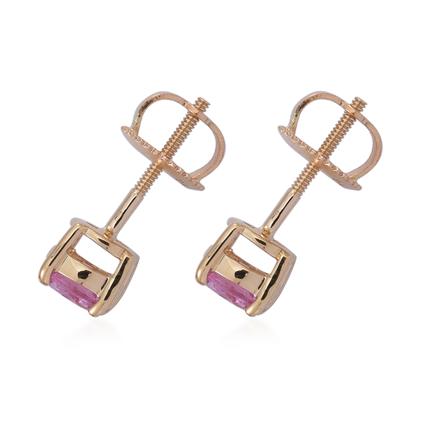 ILIANA 18K Y Gold Pink Sapphire (Rnd) Stud Earrings (with Screw Back) 1.000 Ct.