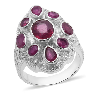 Cabo Delgado Ruby (FF) Ring in Sterling Silver 6.27 Ct, Silver Wt 7.50 Gms