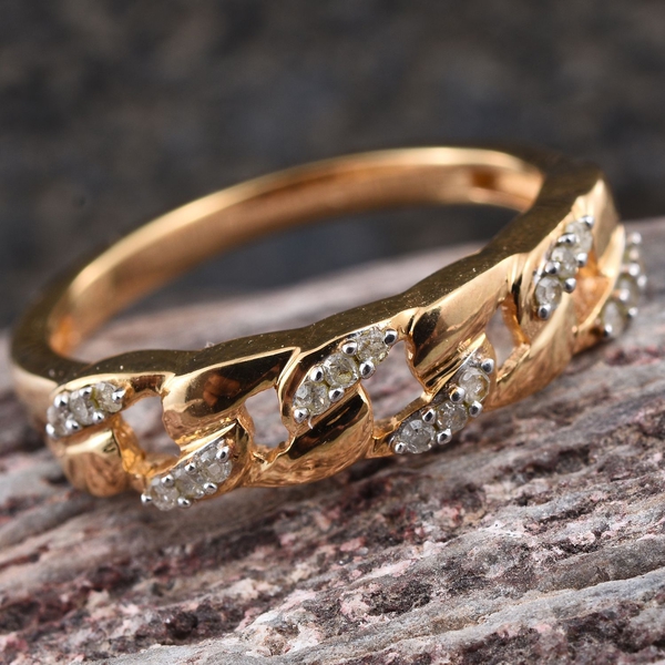 Diamond (Rnd) Ring in 14K Gold Overlay Sterling Silver 0.100 Ct.