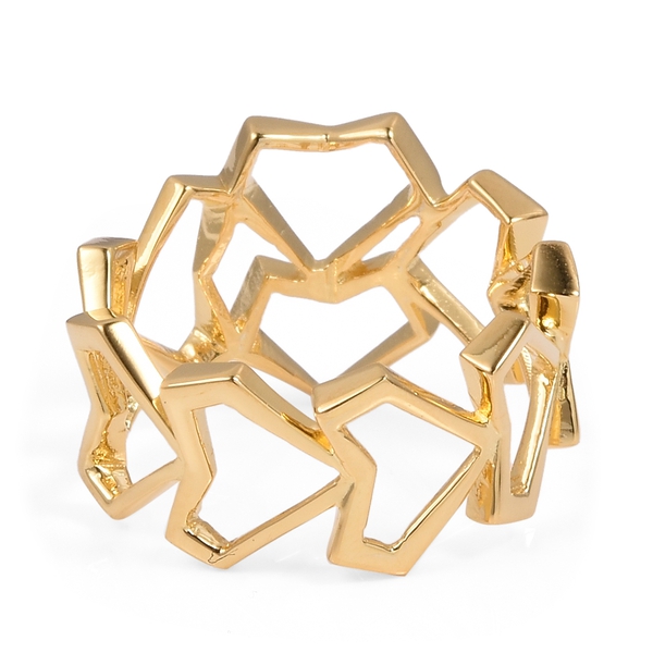 WEBEX- RACHEL GALLEY Yellow Gold  Plated Sterling Silver Heart Ring, Silver wt 3.96 gms.