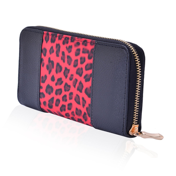 Leopard Pattern Black and Red Colour Wallet (Size 20x10x2.5 Cm)