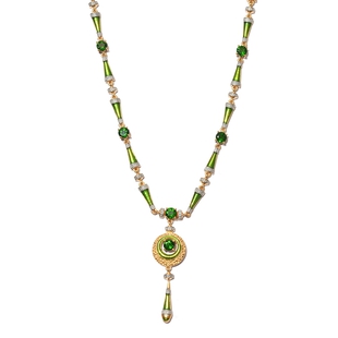Russian Diopside Necklace (Size 18 with 2 inch Extender) in 14K Gold Overlay Sterling Silver 5.00 Ct